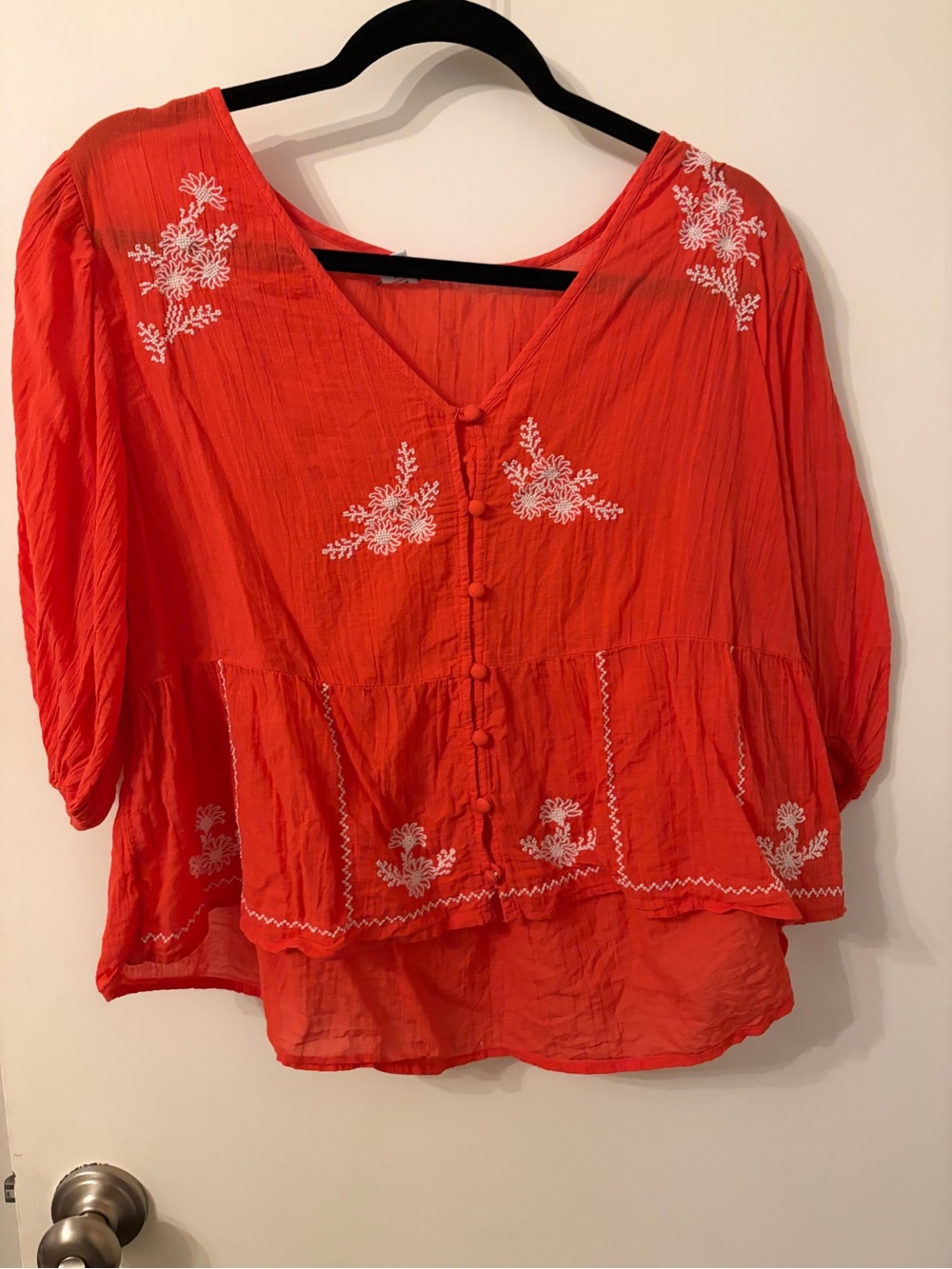 Old Navy Embroidered Peasant Blouse